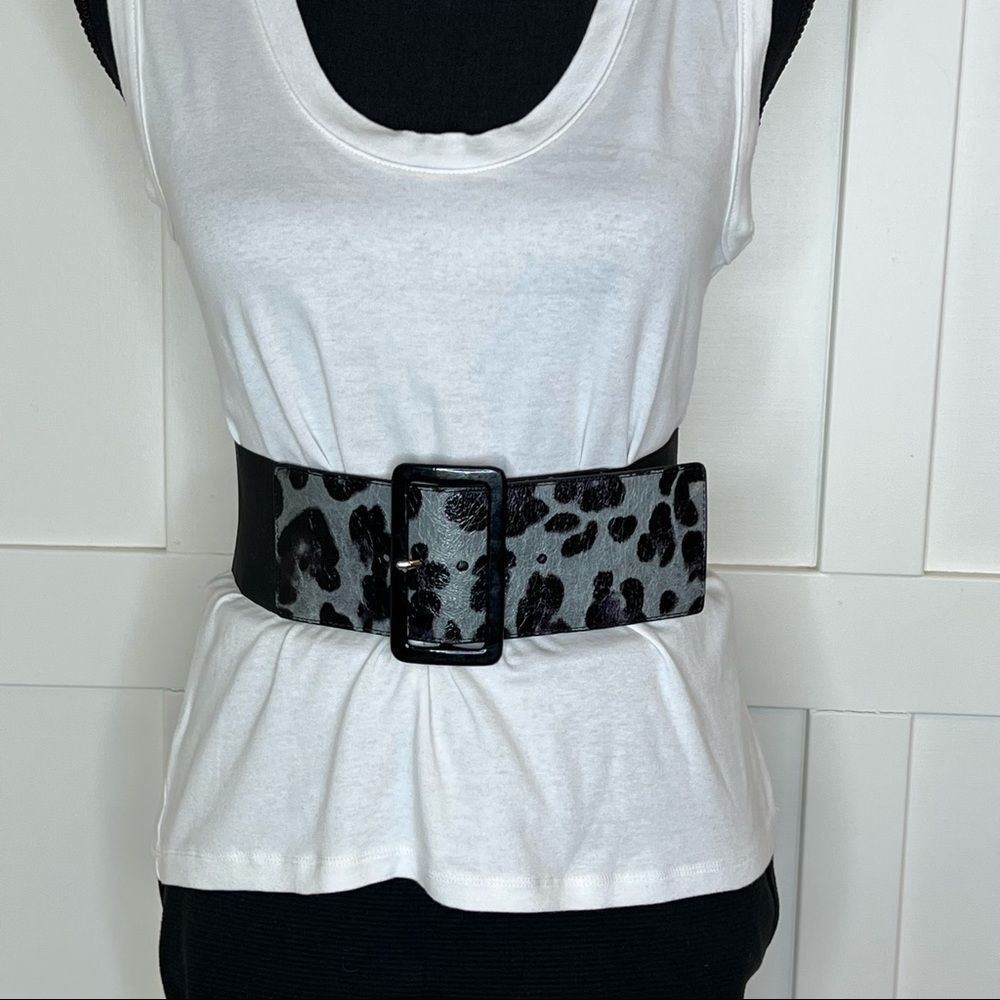 LODIA Black & Blue Animal Print Belt Size Small Medium